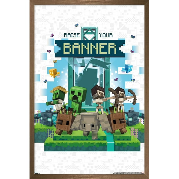 Minecraft: Legends - Raise Your Banner Wall Poster, 22.375" x 34" Framed