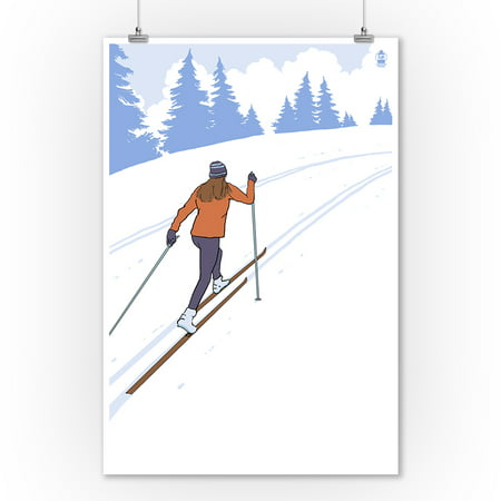 Cross Country Skier Stylized - Lantern Press Poster (9x12 Art Print, Wall Decor Travel