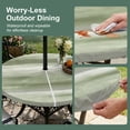 thumbnail image 3 of Round Outdoor Tablecloth with Umbrella Hole and Zipper, Sage Green Grey Fitted Table Cover with Elastic Edge for 31-35 Inch, Abstract Art Oil Painting Green Ombre Waterproof Patio Tablecoths, 3 of 9