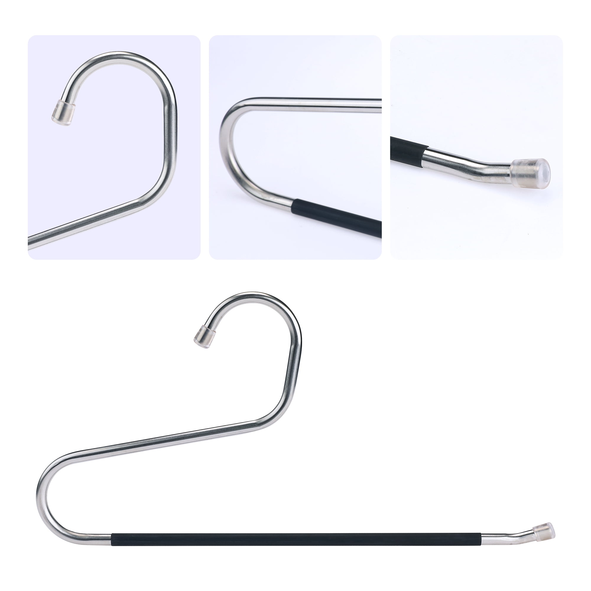 Unique Bargains Metal Clothes Hangers Open Ended Non Slip Hangers 10 Pcs Black