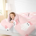 thumbnail image 3 of Homewish Cartoon Bow Ghost Twin Bedding, Halloween Skull Ribbon Bedding Comforter Set, Pink Reversible, 7-Piece, 3 of 7