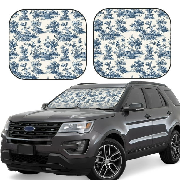 Balery Vintage Floral 1 Parasol para parabrisas de coche de 2 piezas | Parasol plegable para parabrisas delantero de coche para la mayoría de sedanes-Small