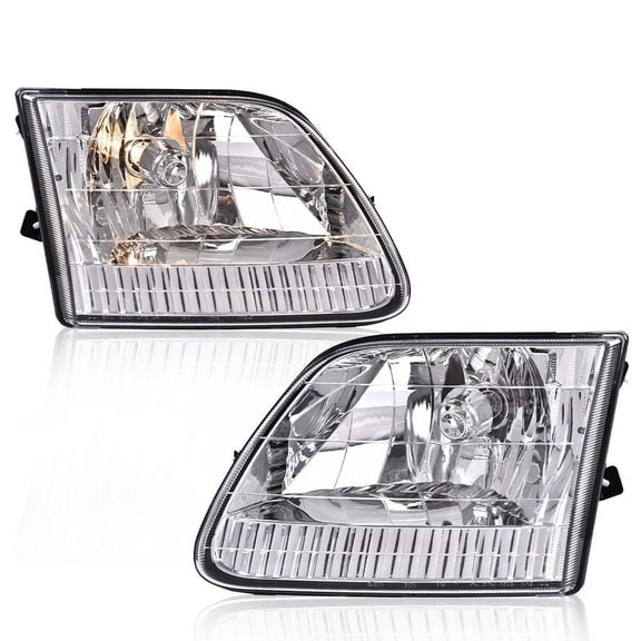 Left & Right Headlights Clear Lens Fit for 1997-2003 Ford F-150/1997-1999 F-250/1997-2002 Expedition