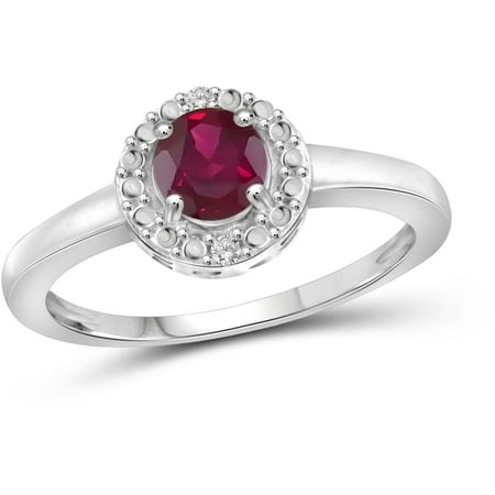 JewelersClub 0.68 Carat T.G.W. Ruby Gemstone and White Diamond Accent Sterling Silver Ring
