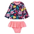 thumbnail image 2 of TiaoBug Toddler Girls 2-Piece Rash Guard Swimsuit Long Sleeve T-shirt+Bikini Bottoms Set, 2 of 6