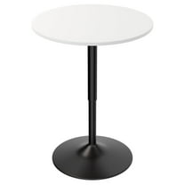 WDZS 23.5'' Round Adjustable Height Wood Bar Pub Table Adjustable Range 27.5"-36" Living Room Dining Room Bar Cocktail Table (White Black)