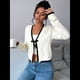 thumbnail image 4 of Cárdigan Corto con Lazo Frontal para Mujer, Tejido, Suéter de Larga, Abrigo de Moda para Otoño e Invierno L, 4 of 10