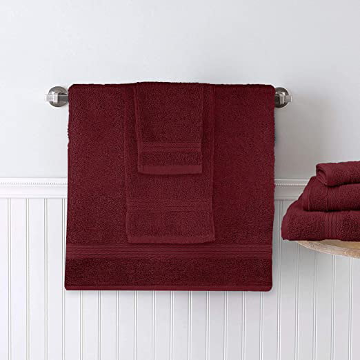 DAN RIVER 100% Cotton Bathroom Towel Set, 2 Oversized Bath Towels 30x52, 2  Hand Towels 16x28, 4 Wash Cloths 12x12, Ideal for Home Hotel and Spa, Ultra  Soft, Absorbent, Burgundy Towel Set, 600 GSM