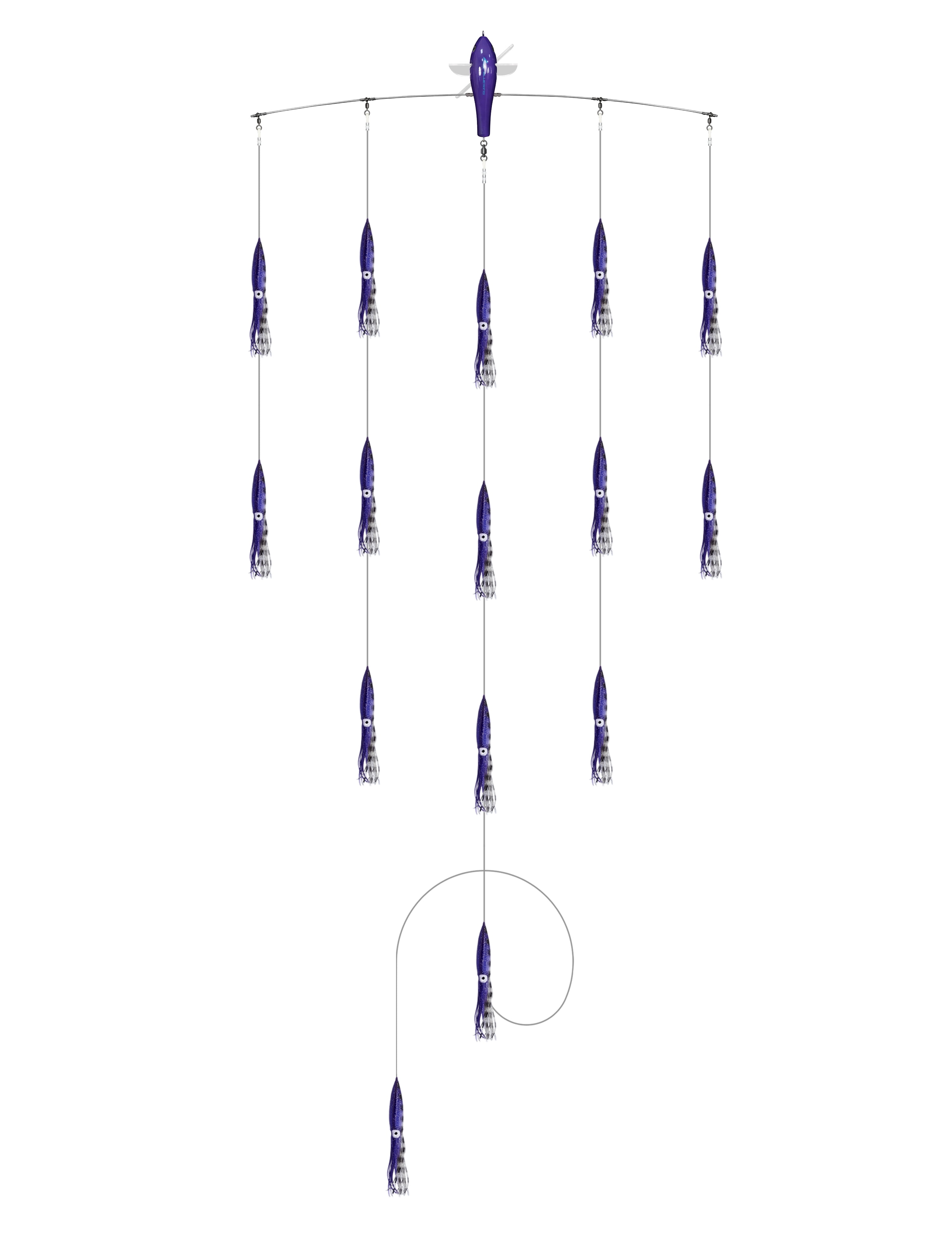 BLUEWING 36in Fishing Spreader Bar Starboard Walker Baits Bulb Squids