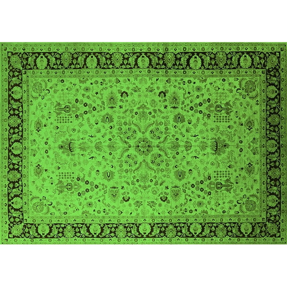 Ahgly Company Indoor Rectangle Oriental Green Traditional Area Rugs, 7' x 10'