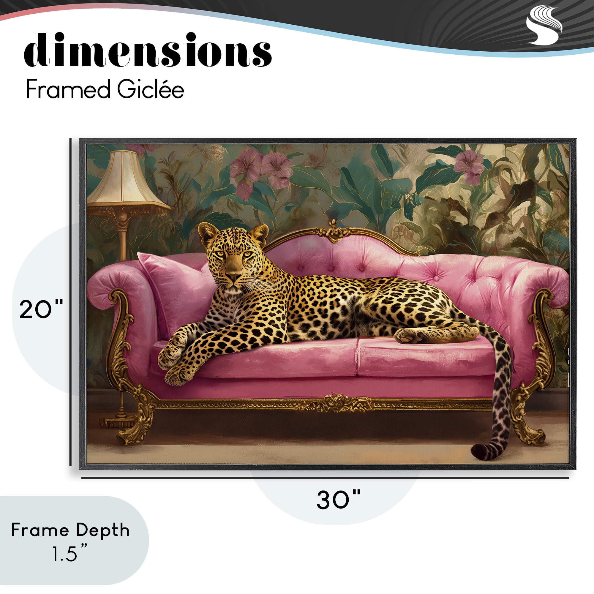 Stupell Industries Exotic Lounging Leopard Black Framed Giclee Art, design by Tina LeCour