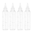 thumbnail image 1 of Botellas de plástico exprimibles Uxcell de 110 ml/4 OZ con tapa transparente, 4 Pcs Botella de dispensación graduada para líquidos, manualidades, aceites, transparente, 1 of 6