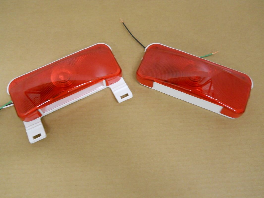 RV Camper Trailer Stop Turn Brake Tail Lights / License Light / White Base /Pair