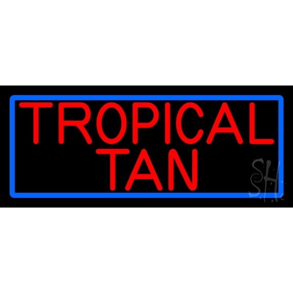 Red Tropical Tan LED Neon Sign 10 x 24 - inches, Black Square Cut Acrylic Backing, with Dimmer - Bright and Premium built indoor LED Neon Sign for Defence Force.