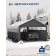 thumbnail image 4 of 12x20x9 ft Metal Carport Enclosed, Car Ports with Heavy Duty 220 g Tarp Gable End Doors and Sidewalls, All-Weather Carport for Full-Size Pickup Trucks, Bass Boats, and Tractors, 4 of 6