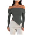 thumbnail image 2 of zaveiop off The Shoulder Tops for Women Fall Fashion 2025 Long Sleeve Shirts Going out Slim Fitted Blouses Y2K Clothes (Z1-Grey, XS), 2 of 6