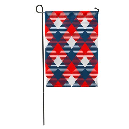 SIDONKU Pattern Checkered Gingham in Blue White and Red Stripe Checker Garden Flag Decorative Flag House Banner 12x18 inch