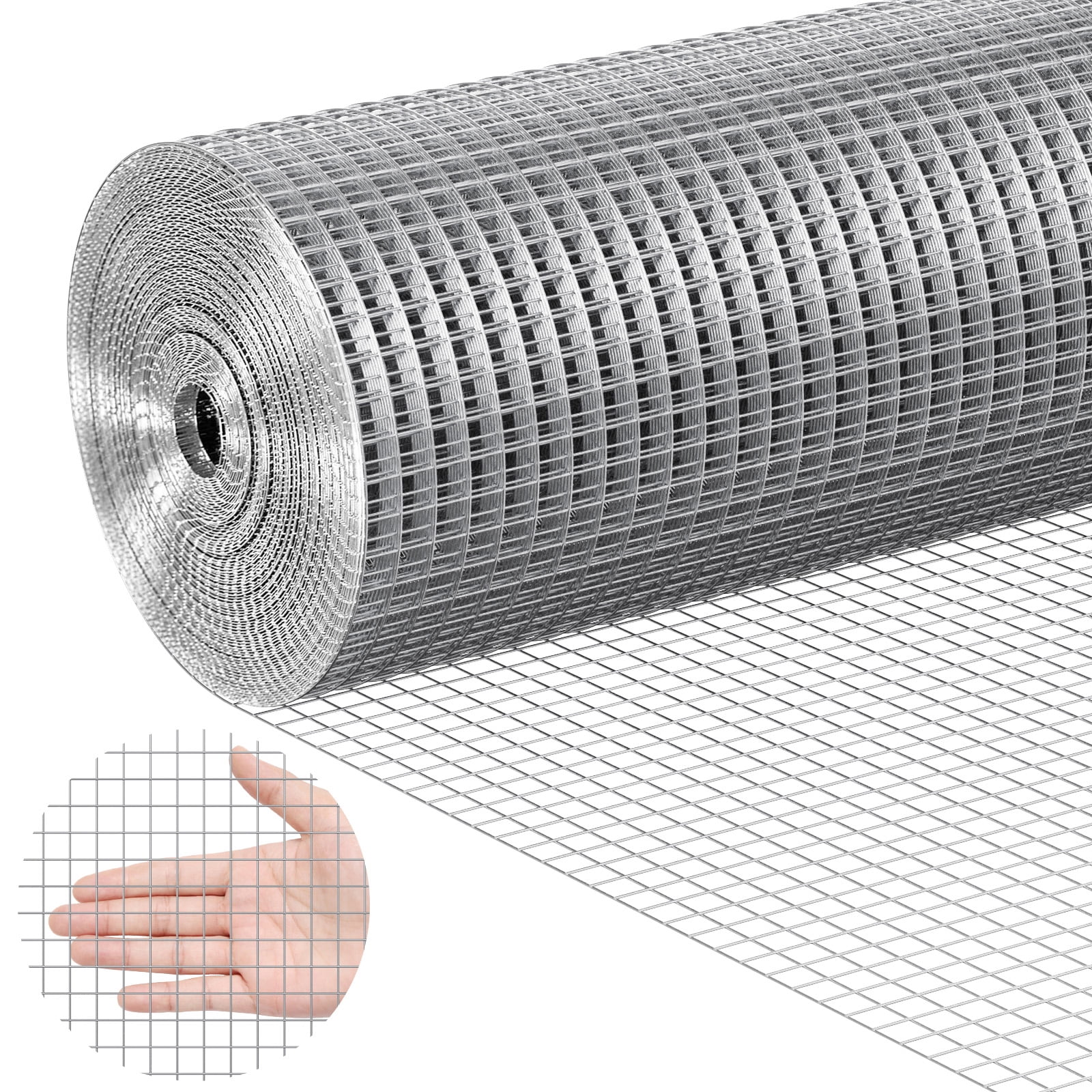 KFFKFF Galvanized Wire Mesh, 1/2 Inch by 48 Inch by 100 Feet, 19 Gauge - Ideal for Chicken Coops, Rabbit Enclosures, Garden Protection, and Small Animal Barriers