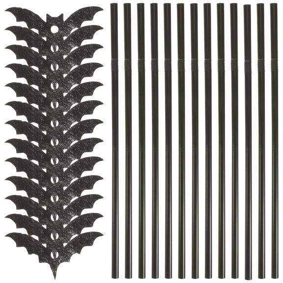 Plastic Straws,50 Sets Black Bat Party Straws Creative Straws Party Supplies Plastic Straw for Drinking