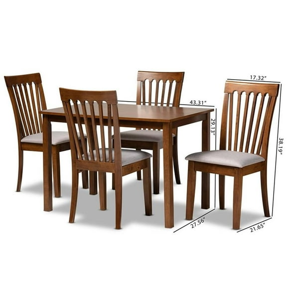 Bowery Hill Grey and Walnut Brown Finished Wood 5-Piece Dining Set