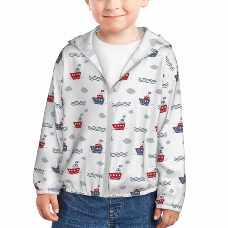 

Gaeub Colored Sail Boats Print Athletic Sun Protection Hoodie for Kids Long Sleeve Outdoor UV Shirt Running Fishing Top for Boys Girls-18 Months
