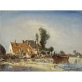 thumbnail image 3 of Johan Barthold Jongkind 14x11 Black Modern Framed Museum Art Print Titled - Houses on a Waterway Near Crooswijk (1874), 3 of 5