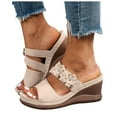 thumbnail image 4 of Mostsola Womens Wedge Sandals Summer Dressy Slip on Shoes Bohemian Flower Platform Heels, 4 of 8