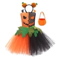 thumbnail image 3 of 3PCS Pumpkin Halloween Dresses Kids Girls Princess Birthday Party Dress up Outfit with Headband Bags Set 2T, 3 of 6
