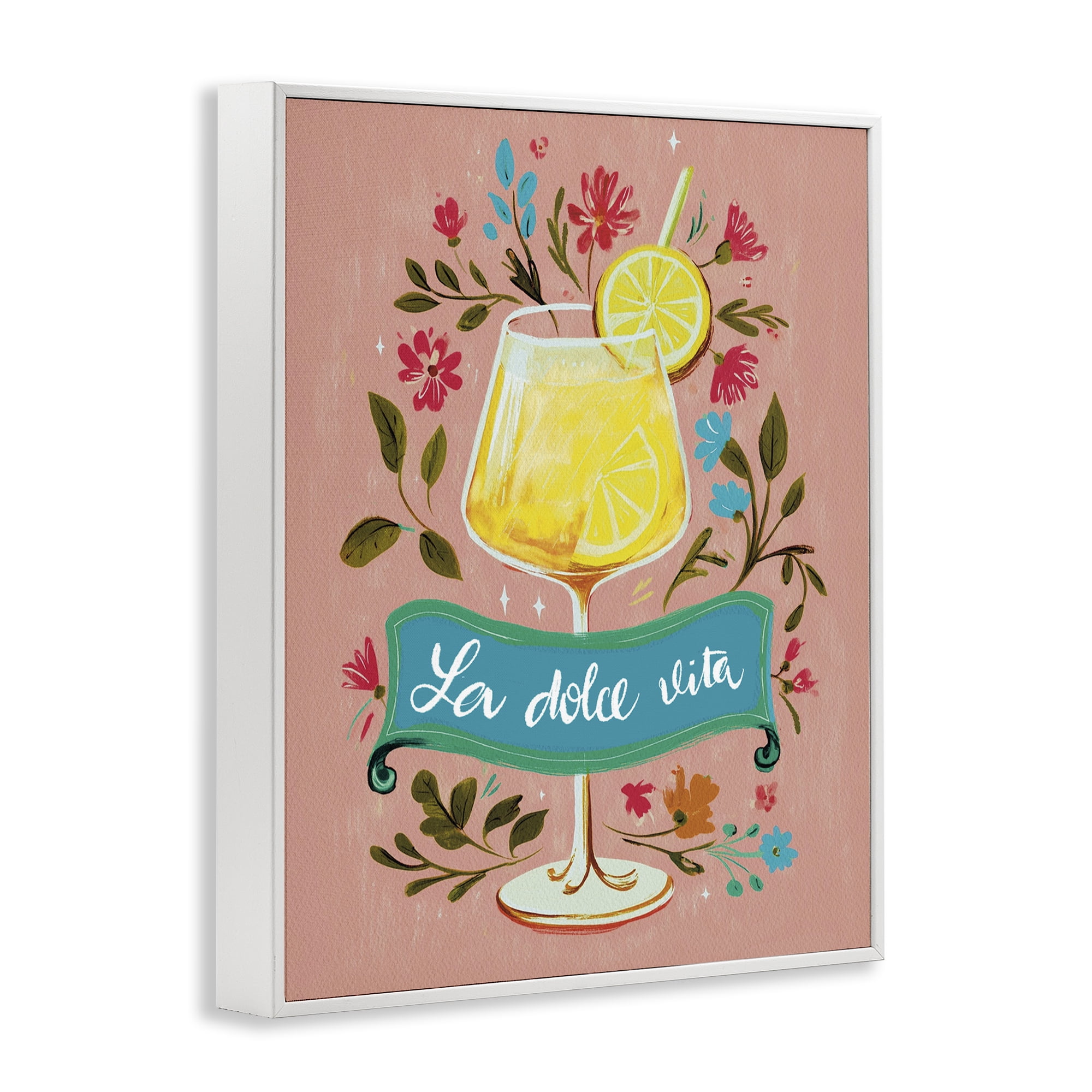 Stupell Industries Lemon Cocktail Sweet Life White Framed Giclee Art, design by Yen