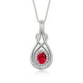 thumbnail image 2 of RYLOS Matching Jewelry Love Knot Set: Sterling Silver Tennis Bracelet, Ring & Necklace Gemstone w/ Diamonds Adjustable 7"-8" Wrist & 18" Chain Ruby July Birthstone; Size 7, 2 of 9