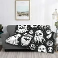 thumbnail image 2 of Yiaed Black White Spooky Ghosts Print Blanket Throw Blanket Soft Cozy Flannel Blanket for Home Bed Sofa Couch Chair-80"x60", 2 of 6