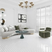 Nubes 10 x 12 in. Polished Snow White Marble Mosaic Hexagon Wall and Floor Tile (4.46 sq ft/case) - 5 Pack