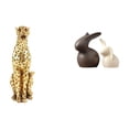 thumbnail image 1 of Escultura de conejo guepardo de dorada, adorno decorativo de mesa para oficina, hogar, gabinete, jardín, decoración de Pascua., 1 of 8