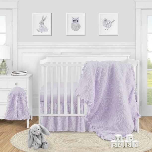 Sweet Jojo Designs Purple Floral Rose Baby Girl Nursery Crib Bedding