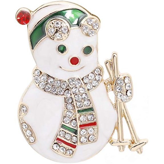 Christmas Brooch Pin with Rhinestone Crystal CZ Pearl Winter Snowflake Snowman Wreath Brooches Festive Decorations Ornaments Necktie Dress Accessories Jewelry for Women Xmas