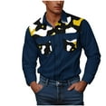 thumbnail image 4 of DDAPJ pyju Mens Western Cowboy Shirt Camouflage Tactical Shirts Long Sleeve Button Down Work Shirt with Pockets Dark Blue XXL, 4 of 8