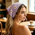 thumbnail image 2 of Crochet Hair Scarf,Cute Crochet Headband,Floral Hair Scarf, Bohemian Triangle Bandana Set for Women,Daily Styling,Photography,Outdoor,Travel, 2 of 4