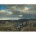 thumbnail image 3 of Hans Gude 18x15 Black Modern Framed Museum Art Print Titled - Norwegian Highlands (1857), 3 of 5