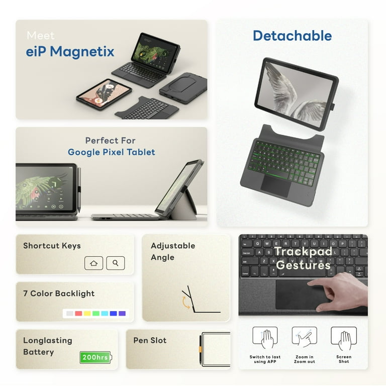 ☆Pixel Tablet 128GB eiPMagnetixキーボードケース付 EIP Magnetix Keyboard Case for Google Pixel Tablet 11 inch (2023