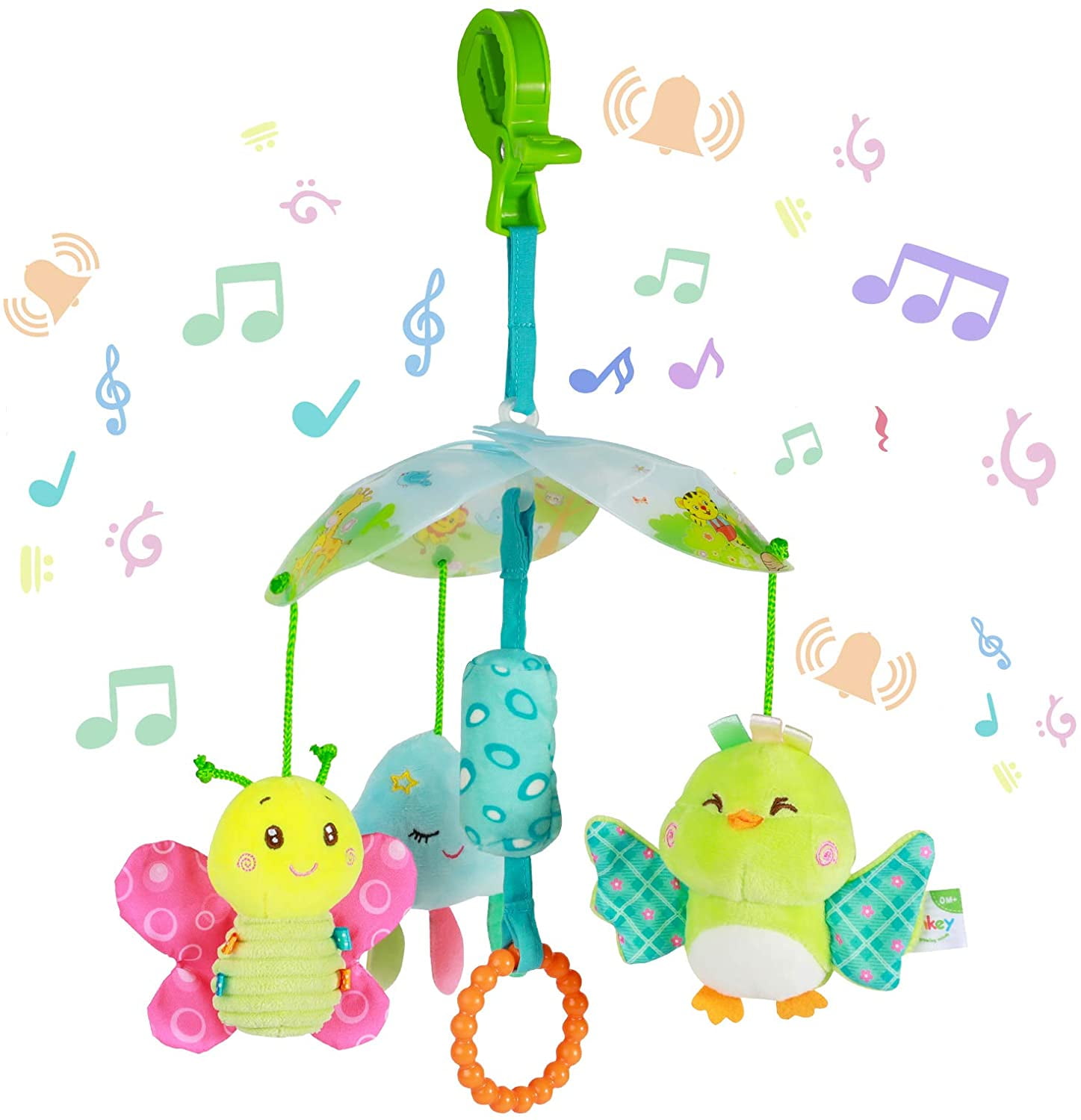 VONTER Baby Toys for Toddlers Clip On Car Seat Toy & Baby Stroller Toy with Hanging Rattle for Infants Sensory Toys,Infant Bed Decoration Toy Hanging Rotate Bellfor Baby Girls and Boys for 3+Months