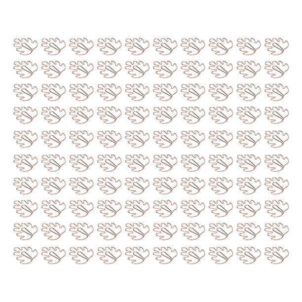 100 clips metálicos de papel con proceso de galvanoplastia, clips de papel de oro rosa antideslizantes con caja de almacenamiento para clasificar archivos, hoja de tortuga.
