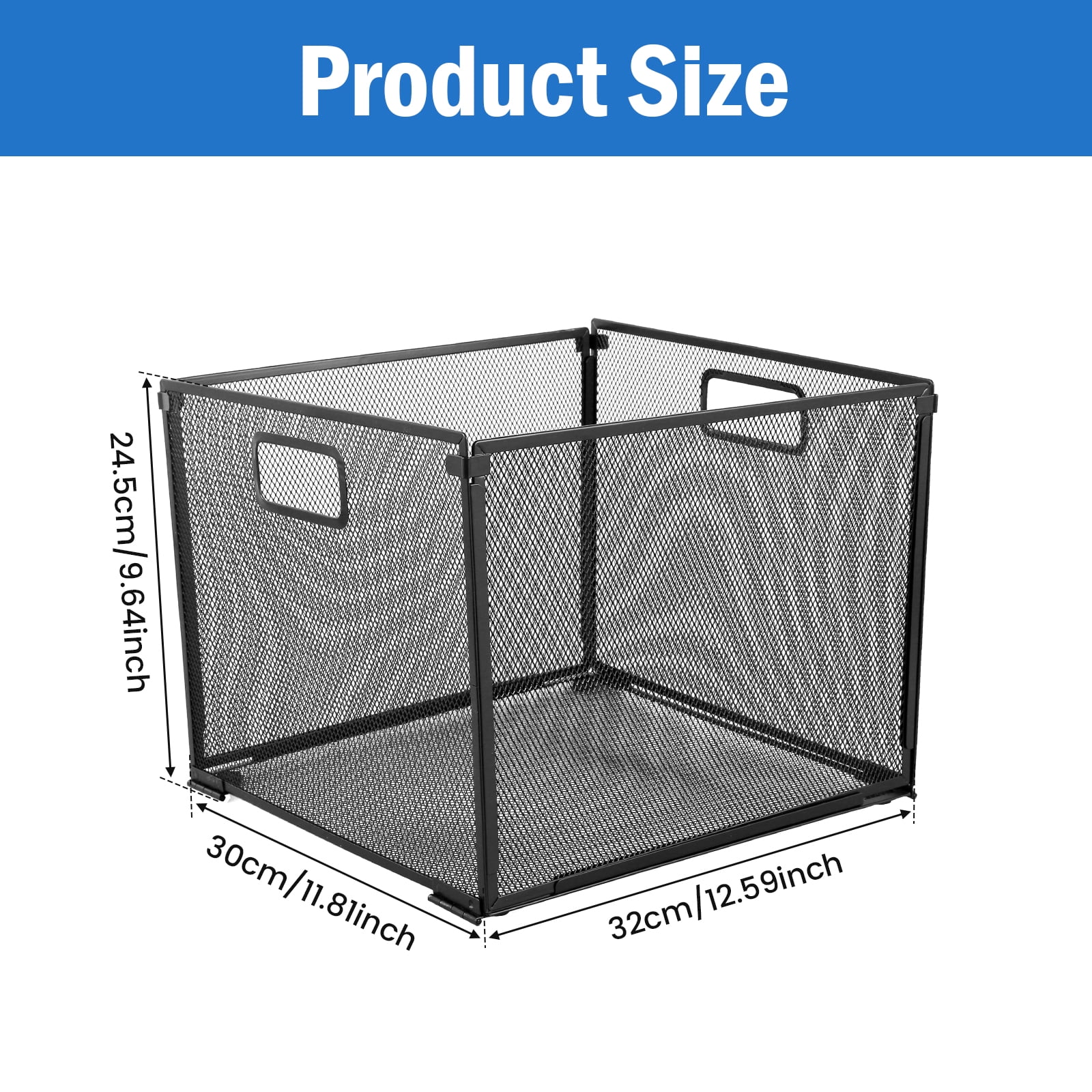 Hanging File Organizer Metal File Holder Box with Handle Letter Sized Metal File Basket Space Saving Hanging Filing Box Mesh File Box Storage Crate Foldable Desktop File Organizer for Home Office