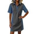 thumbnail image 2 of Ovbmpzd Imitation Denim Dresses for Women Loose Fitting Dark Gray Mini Shift Collared Summer&nbsp;Dresses&nbsp;for Women, 2 of 6