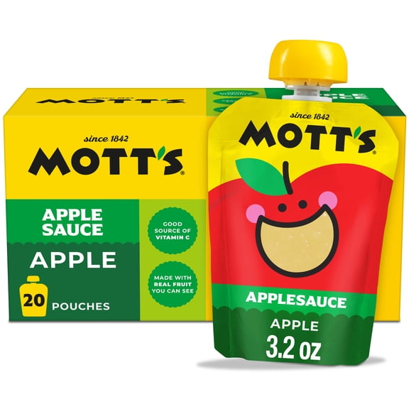 Mott's Applesauce, 3.2 oz, 20 Count Clear Pouches
