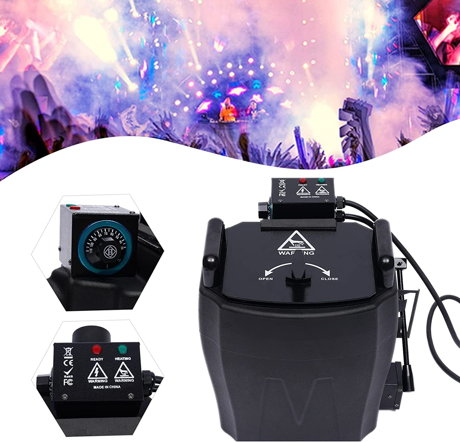 Miumaeov Dry Ice Machine Low Fog Smoke Machine 3500W Stage Atmospheric Effects Machines