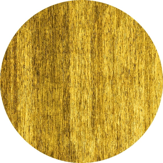 Ahgly Company Machine Washable Indoor Round Oriental Yellow Modern Area Rugs, 6' Round