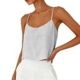 thumbnail image 3 of CUZIBR Women Cami Solid Color Spaghetti Strap Scoop Neck Loose Fit Crop Top Camisole Summer Sleeveless Tank Top Casual Blouse Lightweight Basic Beach Vacation Shirt,White,M, 3 of 6