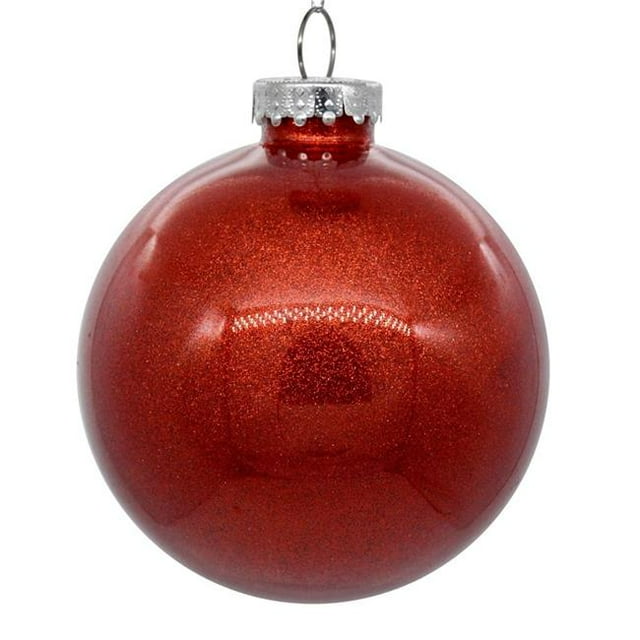 Boule de Sapin de Noël Pailletée Transparente 4.75 Po, Rouge - 4 par Sac