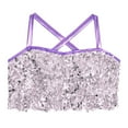 thumbnail image 3 of iixpin Kids Girls 2 Piece Jazz Latin Salsa Cha Cha Ballroom Performance Outfits Sequin Crop Top with Skirt Set Light Purple 12, 3 of 7
