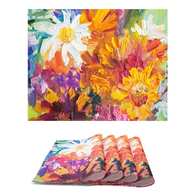 Manteles Individuales para Mesa, 4 pz Tapete Rectangular de Tela Fina Premium, Resistente e Impermeable, Medida 35 cm x 45 cm